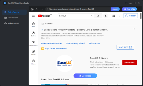 EaseUS Video Downloader Screenshot 2
